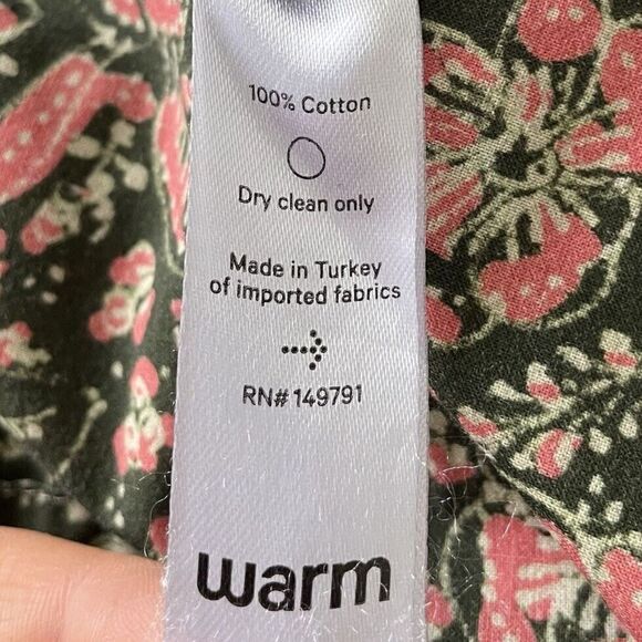 WARM Jumpsuit Womens Medium Floral V-Neck Sleeveless Green Pink Wide Leg Pockets - Picture 10 of 11